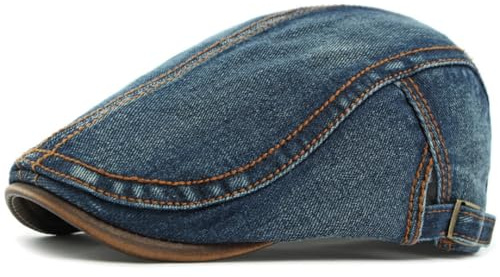 CHENWEIHAI Barett Baskenmützen Für Herren Baskenmütze Denim Hut Kappen Für Männer Frauen Künstler Maler Baskenmütze Hut Verstellbare Schiebermütze Baskenmützen (55-60Cm Verstellbar/Dunkelblau)