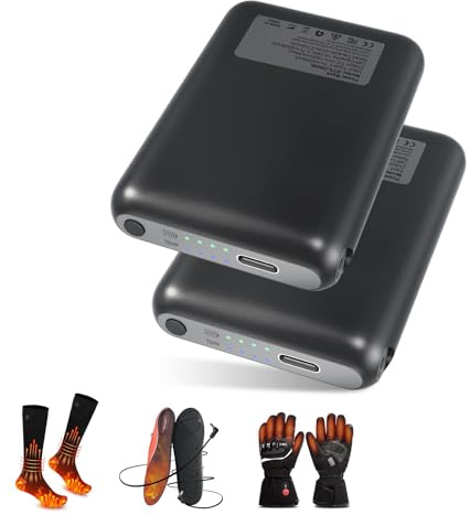 RTDEP 5V 6000mAh Heated Gloves Battery Pack, 4 Heating Level, Batteries for Heated Socks, Insoles, DC Output, Heat Slippers Rechargeable Battery- 1Pair
