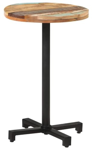 toolkix Bistrobord runt Ø 50 x 75 cm, massivt träbord, gammalt trä med metallram, rustikt och modernt, utrymmesbesparande för matsal, kök och vardagsrum, stabilt köksbord av återvunnet trä
