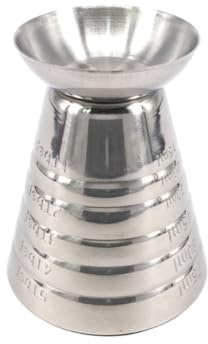 IDEANATEGRATE Vaso Medidor de Acero Inoxidable Plata Diseño Cónico, Capacidad de 0.5 a 2.5 Oz, Barra Medidora de Onzas Multiusos para Cocteles y Bebidas