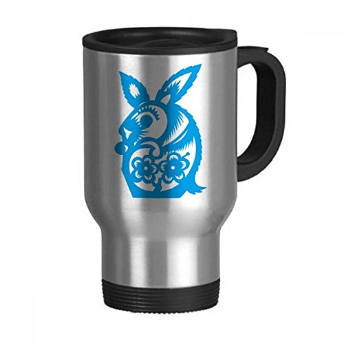 DIYthinker Année de Lapins Animaux Chine Zodiaque Tasse de Voyage en Acier Inoxydable avec poignées chopes à bière 13oz Cadeau Multicolor