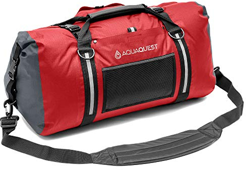 AquaQuest White Water Seesack (Duffel) 50 L – 100% wasserdicht, strapazierfähig, vielseitig, bequem – robuster Packsack – Rot