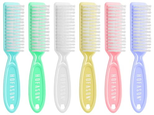 HOFASON Nail Clean Brush 6Pcs Handle Grip Nail Brush, Hand Fingernail Cleaner Brush Manicure Tools Scrub Cleaning Brushes Kit for Toes and Nails Women Men