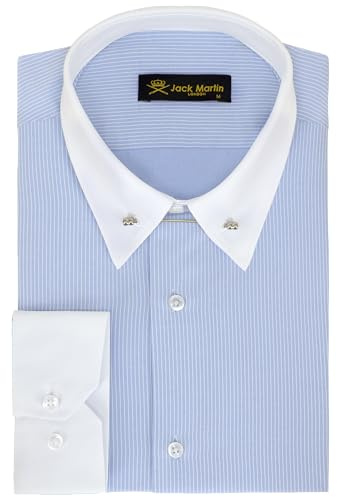 Jack Martin - Chemise à col épingle - Chemises Formelles Coupe Slim pour Homme (Raye Blanc,S)