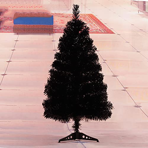 KKLT 3ft Mini Desktop Dekoration Künstlicher Weihnachtsbaum,Weihnachtskiefer Mit Faltständer,Einfache Montage Für Holiday Decoration-Schwarz 90cm(3ft)