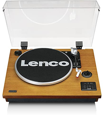 Lenco LS-55 Plattenspieler mit integrierten Lautsprechern - Bluetooth-Empfang - Direkte Codierung von MP3 auf Speichermedien - 2 x 5 Watt RMS - USB-Eingang - AUX - Braun