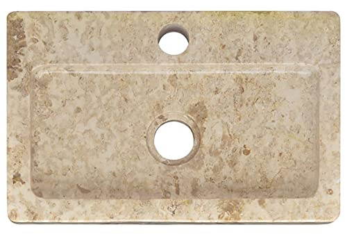 Susany Lavandino Lavabo da Appoggio, Lavabo Bagno, Lavandino Decorativo Lavabo Lavello Stile Naturale in Marmo Crema 38x24x6,5 cm