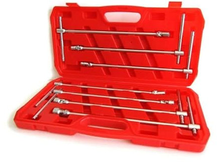 TANIASHOP SET 7 CHIAVI A T DOPPIO SNODO E MANICO SCORREVOLE CHIAVI LUNGHE 8 10 12 13 14 17 19 MM VALIGETTA PORTA ATTREZZI