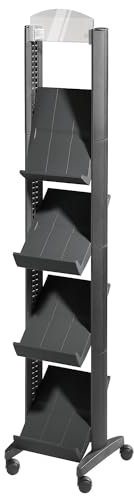 kaiserkraft | Prospektständer aus Polystyrol | für 4 x DIN A4 | mit Werbefläche | schwarz / schwarz