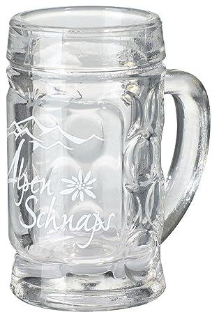 Alpenschnaps Mini-Maß Krug 4 cl – Schnapsglas mit Henkel – Stamperl Maßkrug Glas – Shotglas 40 ml (6 Stück)
