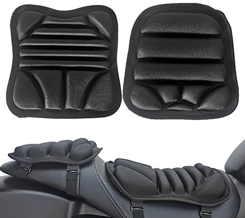 Jingan - Asiento de gel para motocicleta, 2 piezas de gel cojín de moto, funda de asiento absorbente de golpes 3D, transpirable para avanzados, conductor, carretera de montaña, largo viaje