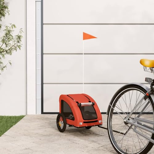 Homgoday Fahrradanhänger für Hunde, Orange aus Ox-Stoff und Eisen, Möbel für Haus Innen Außen Wohnzimmer Schlafzimmer