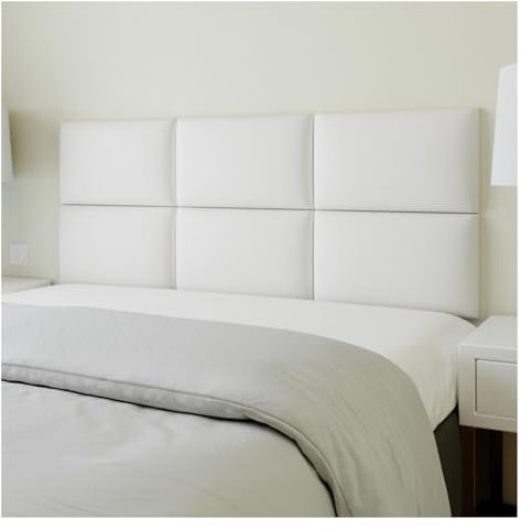 Antikollisions-Wandpolster, Kopfteil Zum Abziehen Und Aufkleben, 3D-Wandpaneele Mit Weichen Taschen, Selbstklebendes Schlafzimmer-Wandkissen, Dekorative Wandfliesen ( Farbe : Weiß , Größe : 200x40cm )