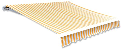 SECOLI Markisenbespannung Canvas, 500 x 300 cm, Orange und Weiß, Ersatz-Markisenstoff, Sonnenschutz für Terrasse und Balkon