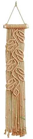 WABMJGW Makramee-Wandbehang, handgewebter Wandteppich, Blattmuster, Kunst, Baumwollseil, Wandteppich, Wandbehang, böhmische Heimdekoration für Schlafzimmer,Brown_15x64cm