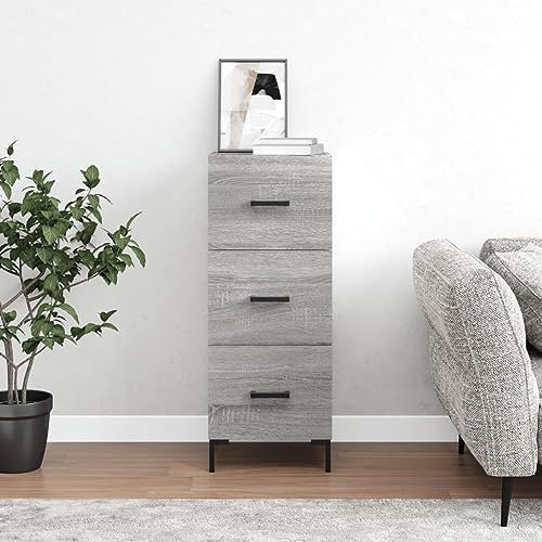 HETFTJN Sideboard, Apothekerschrank Küchenunterschrank Barschrank Schuhschrank Schmal Geeignet für Wohnzimmer Dorm Office Flur Grau Sonoma 34,5x34x90 cm Holzwerkstoff