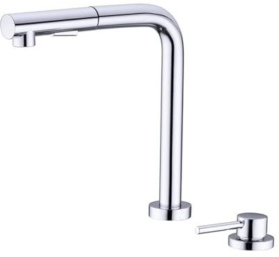XJTNLB Miscelatore Sottofinestra Cucina con Doccetta Cromo Rubinetteria Cucina Due Fori per Lavello a Scomparsa Rubinetto Miscelatore Monocomando Cucina