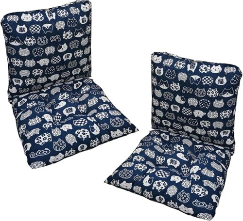 Eivdru 40X80cm 2 Stück Stuhlkissen mit Rückenteil Sitz, Niedriglehner Auflage Polsterauflage Gartenstuhl, Rückenkissen mit Bänder, Polsterauflage Auflage für Stühle/Bänke in Haus und Garten Sitzkisse