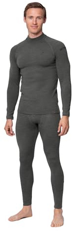 DANISH ENDURANCE Conjunto Térmico de Lana Merino para Hombre, Gris Oscuro, M