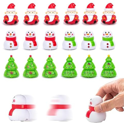 FYZSJWL Aufziehspielzeug Weihnachten 18 Stück, Weihnachtsspielzeug, Weihnachten Party Aufziehspielzeug, Schneepuppen/Weihnachtsbaum/Santa Claus Form, Weihnachtsspielzeug für Mädchen Junge