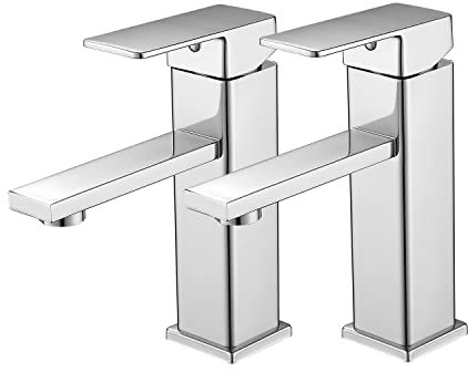 Vuadzren Rubinetto Bagno Lavabo, Miscelatore Monocomando Bagno Miscelatori da Piano con 3/8 Tubi per Acqua Calda e Fredda da 60 cm, (2, cromo)