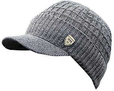 Pappbecher-Hut für Herren, warm, Baggy-Gewebe, gehäkelt, Winter, Wolle, Strick, Skimütze, Mütze, Träumermütze, dunkelgrau, Einheitsgröße