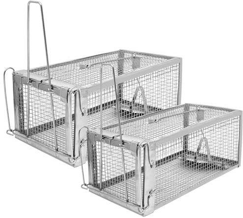 Livsfälla, musfälla, 2 stycken råttfälla, premium råttfälla, återanvändbar, djurfälla med känslig utlösare för inomhus (2Pack)