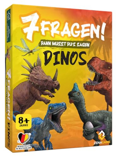 Zenagame 3162021 7 frågor! Då måste du's Sagen!, Dinos, Dinosaurie frågesport spel, frågespel från 8 år, barnvass, kunskapsspel för barn
