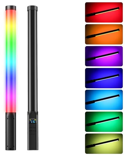 ULANZI VL119 Lampe Vidéo 10W, 360° Couleurs RVB, Luminosité 360Lux@0.5m, Tube Light avec Batterie 3300mAh, 2500K-9000K Réglable pour Portrait Photographie de Produits