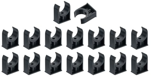 sourcing map 16 abrazaderas de tubería de agua de PVC, hebillas de manguera de tubo en forma de U, soporte de tubo de riego para 32 mm de diámetro exterior para bandejas de TV, tubo de soporte, color