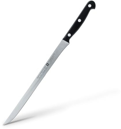 Cuchillo Jamón Profesional 26cm Simón Gourmet Classic - Fabricado en España, Cuchillo Jamonero para Jamón y Salmón, Hoja Enteriza de Acero Troquelado, Mango Ergonómico de Fibra Negra