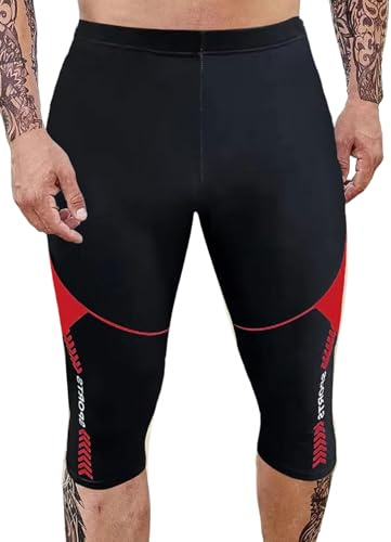 FEOYA Jammer Baddräkt för män snabbtorkande Mid Jammers, badbyxor, strand, surfning, fitness, träning, badbyxor för män, Röd, XL