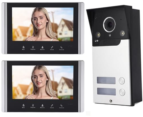 Videocitofono cablato - Citofono a colori da 7 pollici con visione notturna, sblocco remoto, citofono a due vie, impermeabile, funzionalità di apertura con un clic