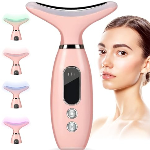 Appareil de massage facial 4 en 1 multifonction pour soin de la peau du visage lifting rides cadeau pour ami mère miel (rose)
