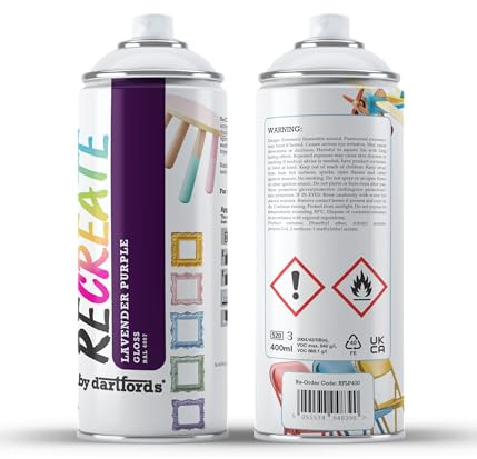 RECREATE Lavender Purple Violet Gloss Spray Paint for Wood, Metal, Plastic | Quick Drying, Smooth, Durable, Easy-to-Apply | Suitable for Indoor / Outdoor | For Furniture, Craft, Doors, Pots, Frames