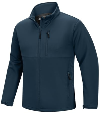Outdoor Ventures Softshelljackor för män, vattentät, ventilerande vandringsjacka, windbreaker, lätt, sportjacka för löpning, cykel, camping, Mörkblå, XL