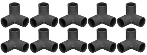 ANGGREK 10 Pezzi I Raccordi per Tubi a 3 Vie Pvc Cortings Connettori di Maglietta in Plastica 25 Mm Diametro Interno con Design a Gomito a 90 Gradi per Mobili per Acqua Mobili Tenda Serra (BLACK)