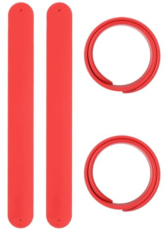 PATIKIL Braccialetti a schiaffo, 21,6 x 2,5 cm, 4 pezzi, in silicone, morbidi, per bomboniere, regali fai da te, aule e compleanni, colore: rosso