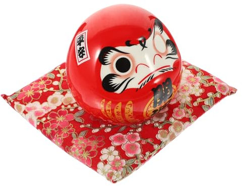Ciieeo Statua in Ceramica Figura Di Benedizione Decorazione Giapponese Rossa Media Per Casa Ufficio Ristorante Regalo Ornamentale