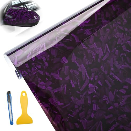 leruiyezs Lámina de carbono forjada, autoadhesiva, sin burbujas, de carbono, brillante, para interior y exterior, fácil colocación, 30 x 150 cm, para moto, bicicleta, muebles, scooter (morado)
