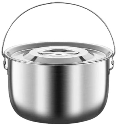 Camping Topf, 3L, Edelstahl Kochgeschirr für Outdoor und Küche | Kocher Camping Outdoor Ofen Große Kapazität mit Deckel und Griff | Outdoor Geschir Set für Camping, Wandern und Picknicks