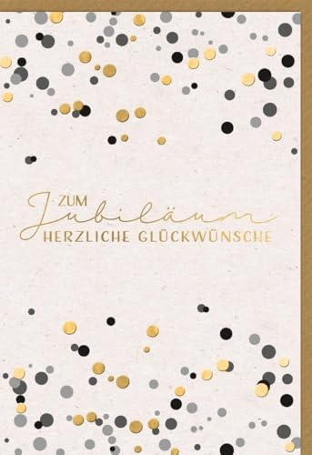 Jubiläumskarte für Paare Festlich - zum Jubiläum edles Design mit goldenen Punkten - Klappkarte mit Umschlag mit Naturkarton und Folienprägung