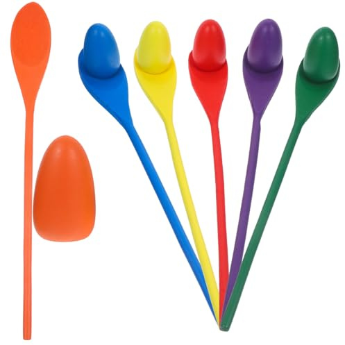 FRCOLOR 6pcs Wooden Balancing Training for Sensory Egg Spoon Game Equilibrium Sense Development Fun Outdoor Family Activity for Birthday and School Play