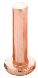 Confezione da 100 rivetti a testa tonda in rame massiccio – 0,3 cm x 0,8 cm per messa a terra elettrica, connettori e artigianato