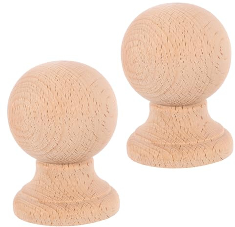 LOLIPPYY 2 Pezzi Terminali in Legno Solido per Mobili, Finials in Legno per Testiera e Ringhiera, Design Classico Raffinato, Resistente e Rifinitura Confortevole