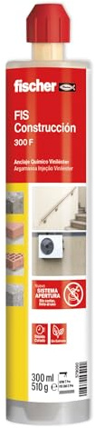fischer - FIS Construcción 300F 300 ml | Resina viniléster sin estireno | Taco químico para fijación en hormigón y ladrillo hueco con tamiz | Curado rápido