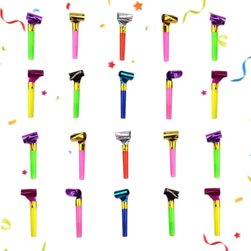 ZORTVUL Lot De 20 Sifflet Enfant Trompette De Fête, Sifflet D'Encouragement, Sifflet De Supporteur De Foot, Sifflet D'Anniversaire Pour Nouvel An, Fête D'Anniversaire, Remise De Diplôme (Couleurs Aléa
