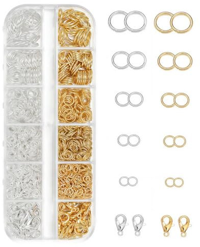 930 PCS Lobster Clasps Kit for Jewelry Making, 40 PCS Lobster Clasp with 890 PCS Open Jump Rings Set, Jewelry Bracelet Connectors Necklace Clasps Bracelet Clasp Jump Rings for DIY (Gold & Silver)