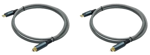 Hndhbfgrt 2X Braided USB-C to Optical Audio Cable USB C Optical Cable with Plated Connector for Soundbar,Speakers and Home Theater