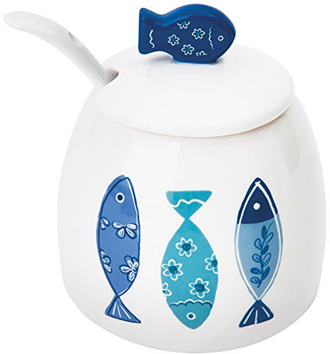 Excelsa Ocean Formaggera/Zuccheriera, 200 ml, Ceramica, Bianco/Azzurro